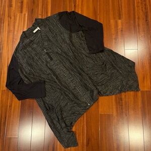 LOGO Lori Goldstein Knit Cardigan Black Gray Long Sleeve Sweater‎ Plus Size 2X